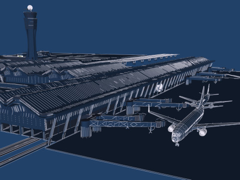 Terminal 4 do aeroporto de Barajas com interior Modelo 3D