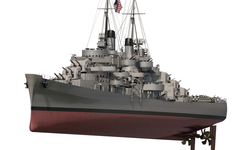 USS Oakland CL 95 3D Модель .c4d .max .obj .3ds .fbx .stl .blend 