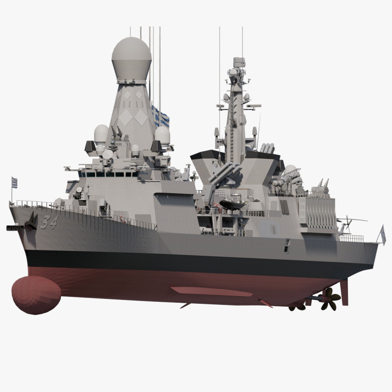 THERMOPYLES GREEK NAVY FRIGATE 3D Модель .c4d .max .obj .3ds .fbx .stl .blend 