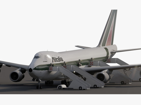 ALITALIA 1970-1972 Boeing 747-143 with interior Modèle 3D