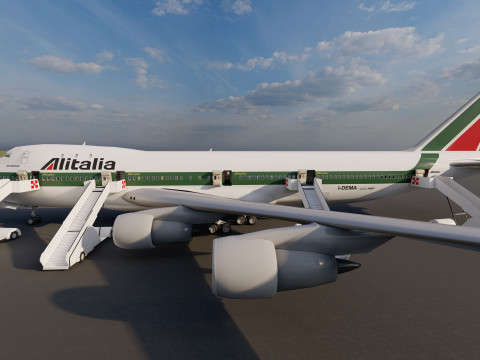 ALITALIA 1970-1972 Boeing 747-143 with interior Model 3D