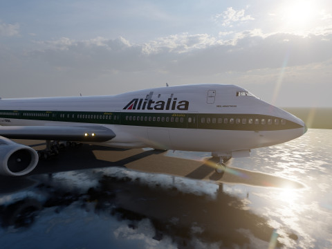 ALITALIA 1970-1972 Boeing 747-143 with interior Model 3D