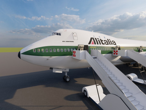 ALITALIA 1970-1972 Boeing 747-143 with interior Model 3D