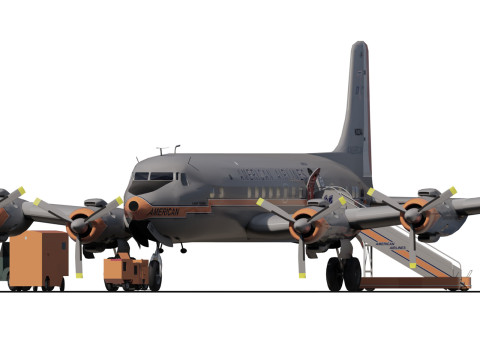 Douglas DC-7C 1954 with interior Modèle 3D