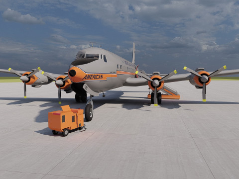 Douglas DC-7C 1954 with interior 3D 模型