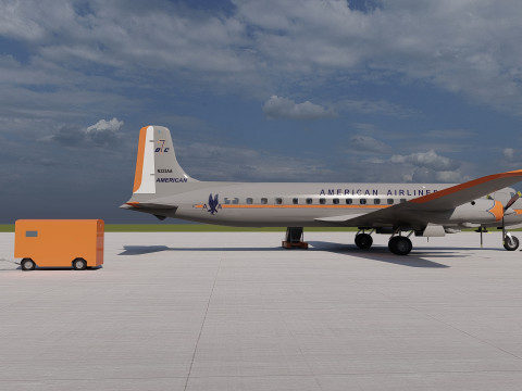 Douglas DC-7C 1954 with interior 3D 模型