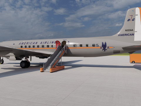 Douglas DC-7C 1954 with interior 3D 模型