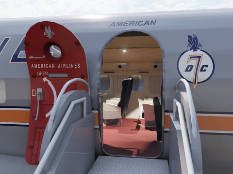 Douglas DC-7C 1954 with interior 3D 模型