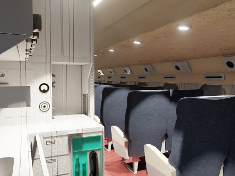 Douglas DC-7C 1954 with interior 3D 模型