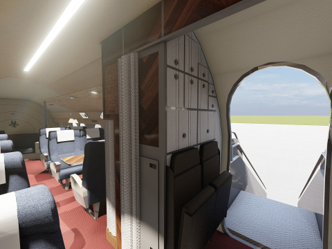 Douglas DC-7C 1954 with interior 3D 模型