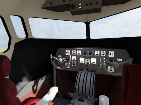 Douglas DC-7C 1954 with interior 3D 模型
