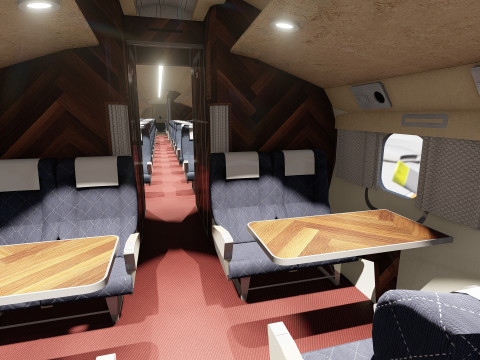 Douglas DC-7C 1954 with interior 3D 模型