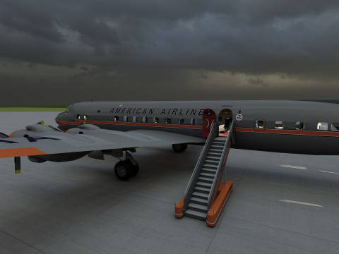 Douglas DC-7C 1954 with interior 3D 模型
