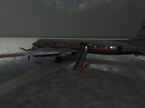 Douglas DC-7C 1954 with interior 3D 模型