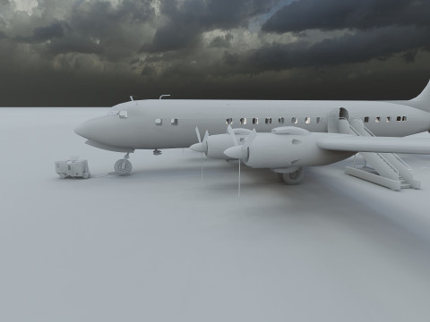 Douglas DC-7C 1954 with interior 3D 模型