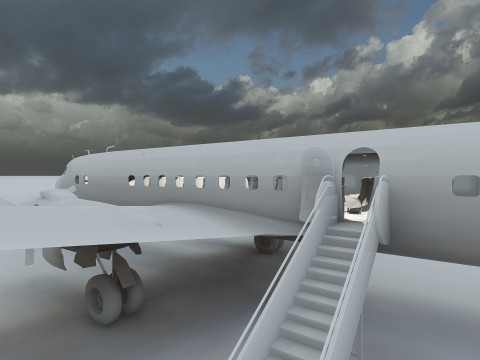 Douglas DC-7C 1954 with interior 3D 模型