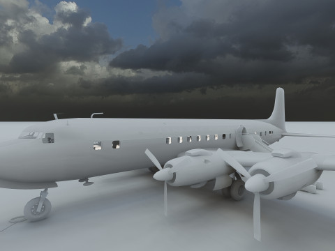 Douglas DC-7C 1954 with interior 3D 模型