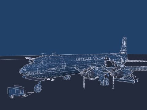 Douglas DC-7C 1954 with interior 3D 模型