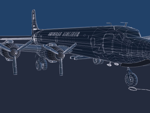 Douglas DC-7C 1954 with interior 3D 模型