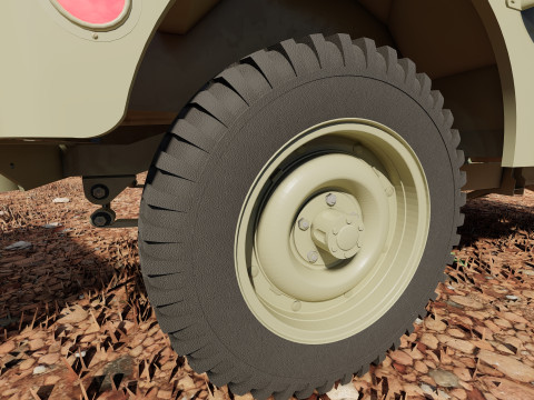 WW2 jeep with trailer 3D Model
