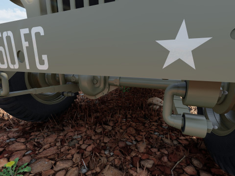 WW2 jeep with trailer 3D Model