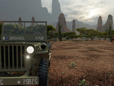WW2 jeep with trailer 3D Model