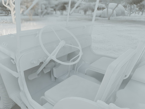 WW2 jeep with trailer 3D Model
