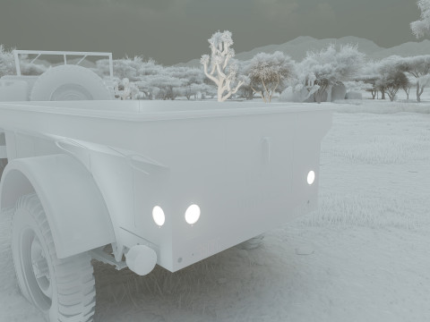 WW2 jeep with trailer 3D Model