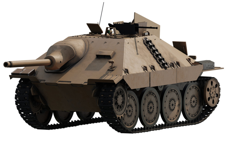 Jagdpanzer 38 Hetzer with interior 3D Модель .c4d .max .obj .3ds .fbx .stl .blend