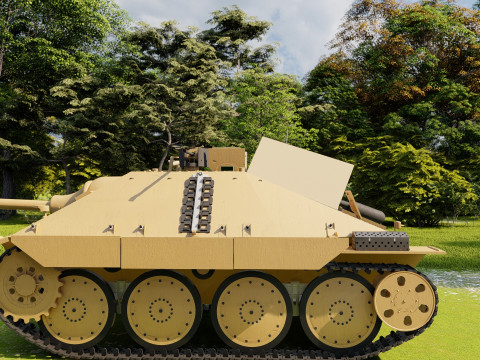 Jagdpanzer 38 Hetzer with interior 3D Модель