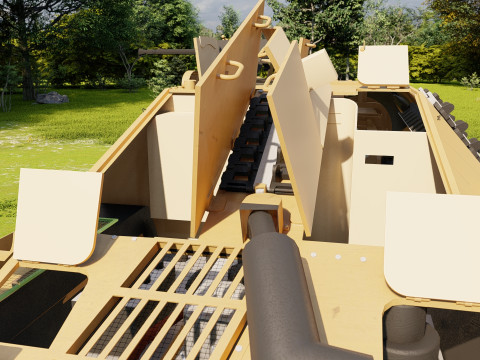 Jagdpanzer 38 Hetzer with interior 3D Модель