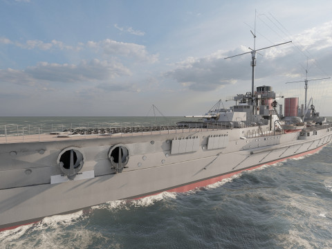 WW1 ドイツ海軍巡洋戦艦 3Dモデル