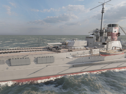 WW1 ドイツ海軍巡洋戦艦 3Dモデル