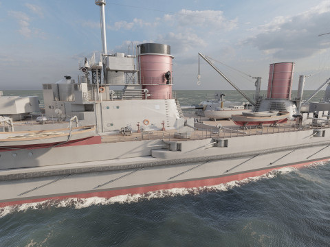 WW1 ドイツ海軍巡洋戦艦 3Dモデル