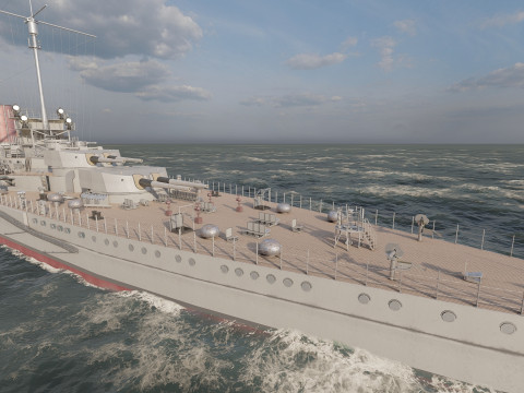 WW1 ドイツ海軍巡洋戦艦 3Dモデル