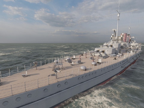 WW1 ドイツ海軍巡洋戦艦 3Dモデル