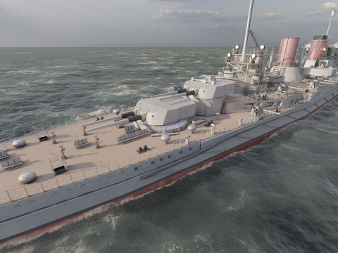 WW1 ドイツ海軍巡洋戦艦 3Dモデル