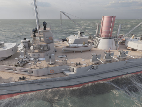 WW1 ドイツ海軍巡洋戦艦 3Dモデル