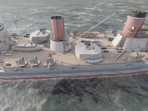 WW1 ドイツ海軍巡洋戦艦 3Dモデル