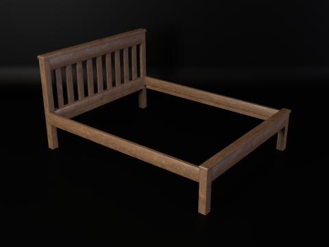 Solid wood bed 16002000mm project 3Dモデル