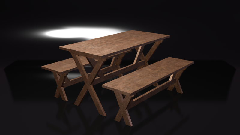 Table and benches 3Dモデル .c4d .max .obj .3ds .fbx .stl .blend 