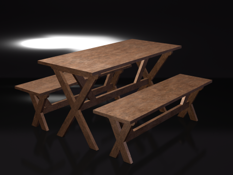 Table and benches 3Dモデル
