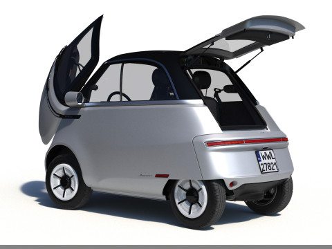 Microlino 2 M-ero Sliver electric Rigged PBR 3D Model