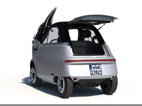 Microlino 2 M-ero Sliver electric Rigged PBR 3D Model