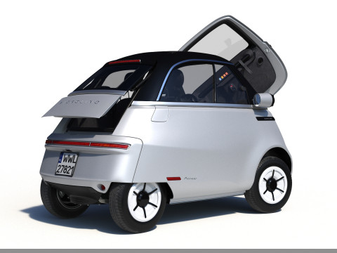 Microlino 2 M-ero Sliver electric Rigged PBR 3D Model