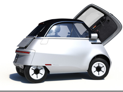 Microlino 2 M-ero Sliver electric Rigged PBR 3D Model