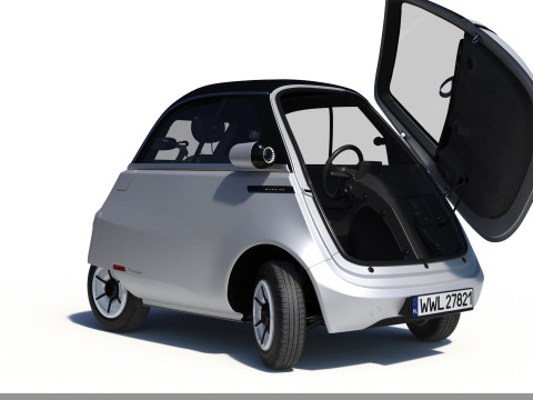 Microlino 2 M-ero Sliver electric Rigged PBR 3D Model