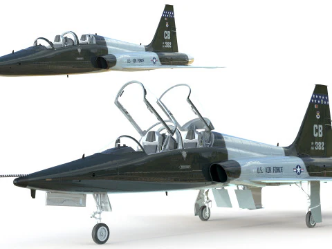 Northrop T-38 Talon Military Camo Aircraft PBR 3D Model