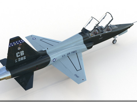 Northrop T-38 Talon Military Camo Aircraft PBR 3D मॉडल
