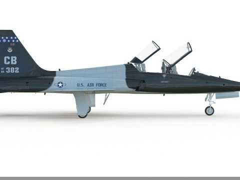 Northrop T-38 Talon Military Camo Aircraft PBR 3D Model